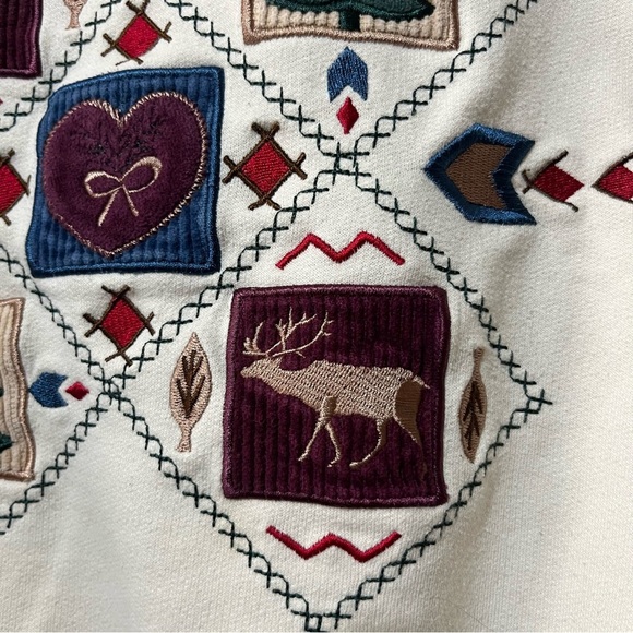 Vintage Alfred Dunner Mock Neck Button Up Collar Christmas Sweatshirt S - Picture 8 of 12